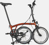 2023 Brompton C Line Explore Mid Handlebar 6 speed folding bike in Flame Lacquer - kickstand mode