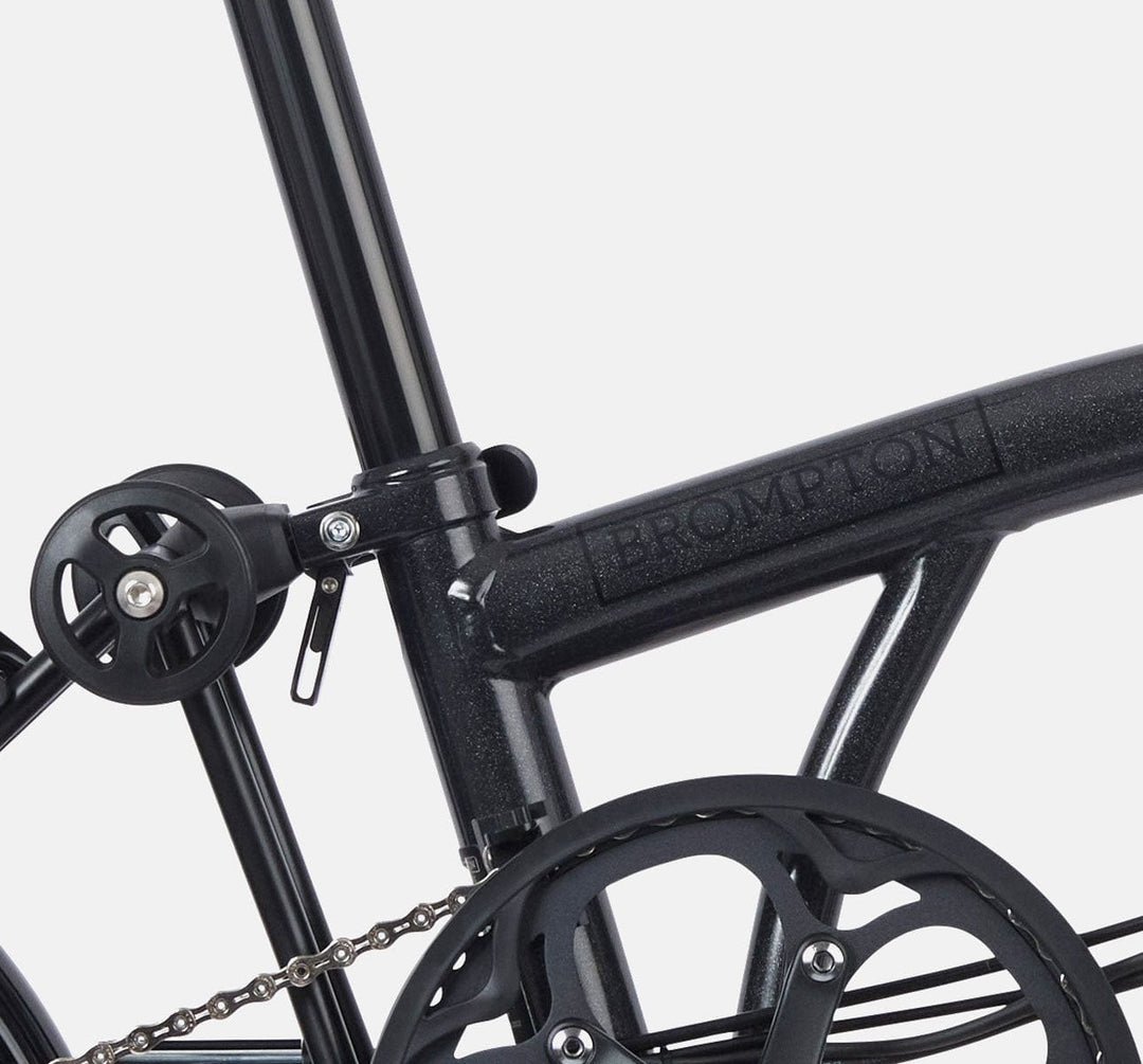 2023 Brompton Electric P Line Urban folding e-bike in Metallic Black - steel and titanium frame