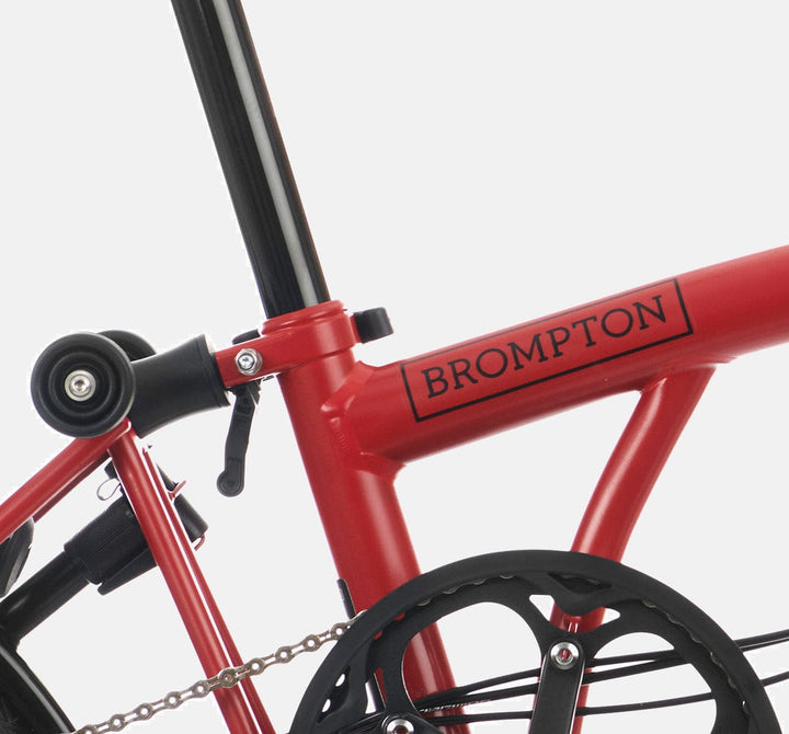 2023 Brompton C Line Explore High Handlebar folding bike in House Red - Steel Frame