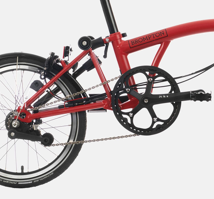 2023 Brompton C Line Urban Low Handlebar 2-speed folding bike in House Red - drivetrain