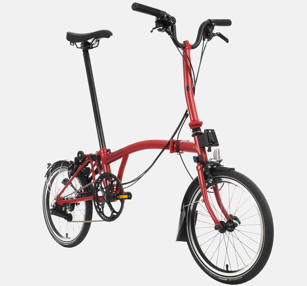2023 Brompton C Line Urban Mid Handlebar 2-speed folding bike in House Red