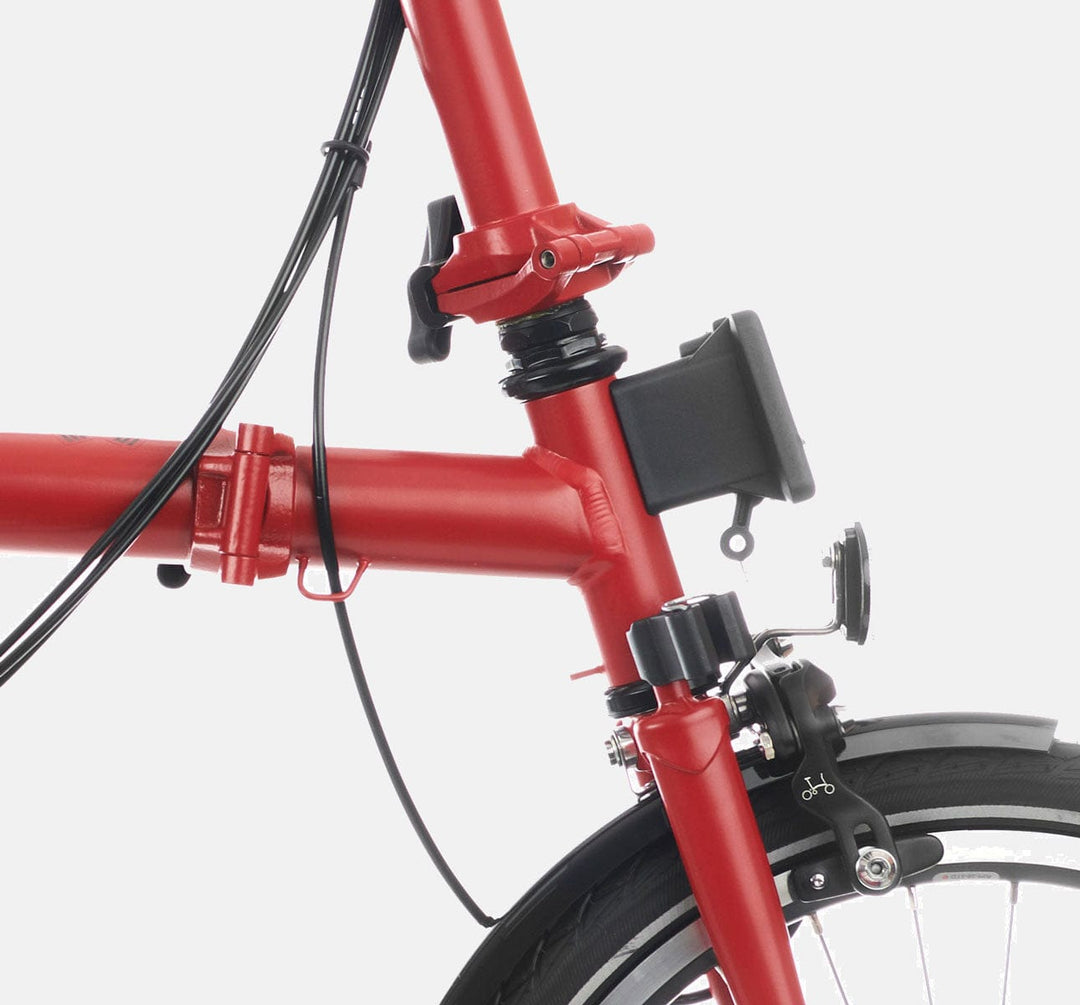 2023 Brompton C Line Explore Mid Handlebar 6 speed folding bike in House Red - Front Carrier Block