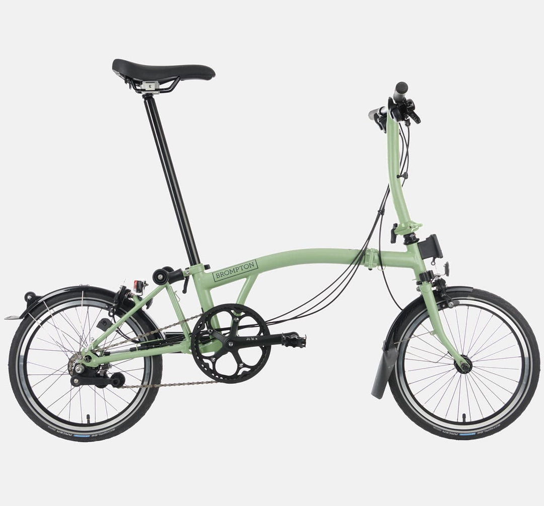 2023 Brompton C Line Explore Low Handlebar 6-speed folding bike in Matcha Green - profile