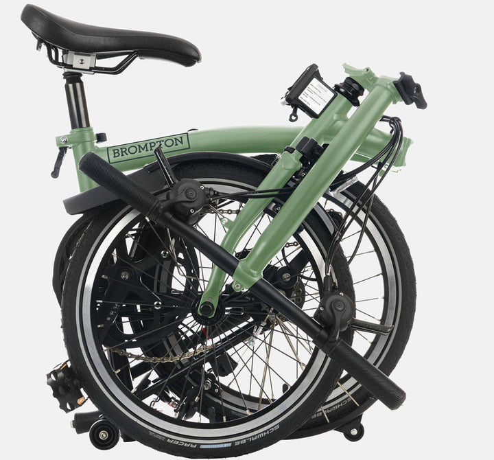2023 Brompton C Line Explore Low Handlebar folding bike in Matcha Green - folded