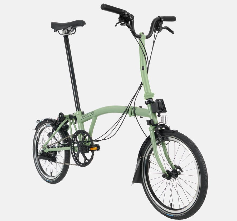 2023 Brompton C Line Explore Mid Handlebar 6-speed folding bike in Matcha Green