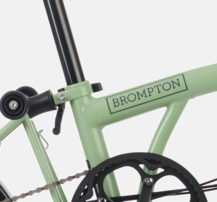 2023 Brompton C Line Explore Mid Handlebar 6 speed folding bike in Matcha Green - steel frame