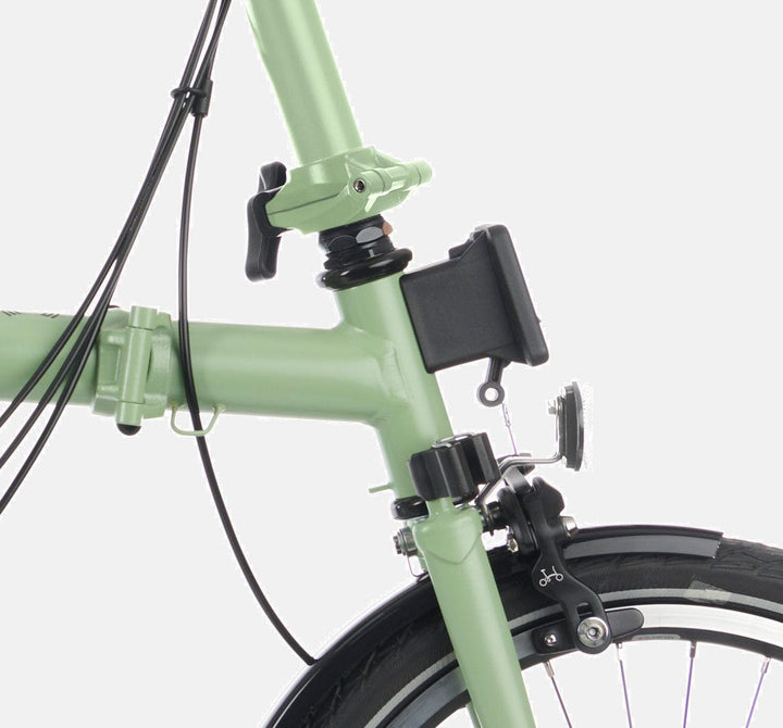 2023 Brompton C Line Explore Mid Handlebar 6 speed folding bike in Matcha Green - Front Carrier Block