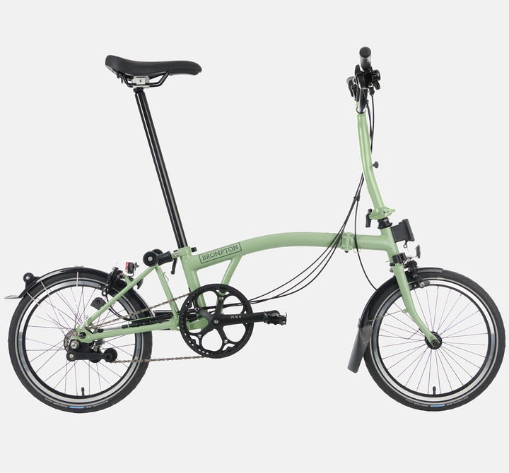 2023 Brompton C Line Explore Mid Handlebar 6-speed folding bike in Matcha Green - profile