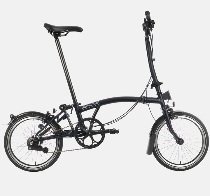 2023 Brompton C Line Explore High Handlebar 6-speed folding bike in Matt Black - profile