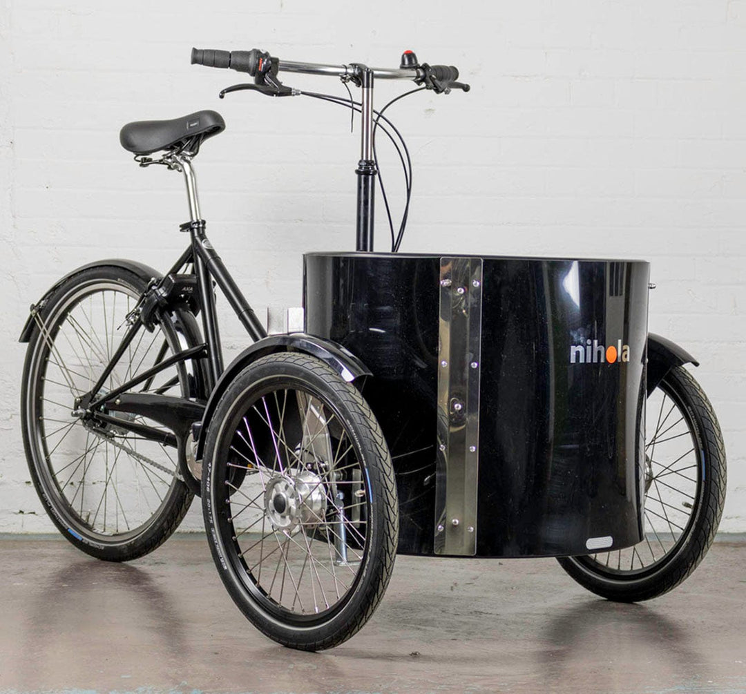 Nihola Low Cargo Trike - Front Angle Shot - Curbside (1726426447923)
