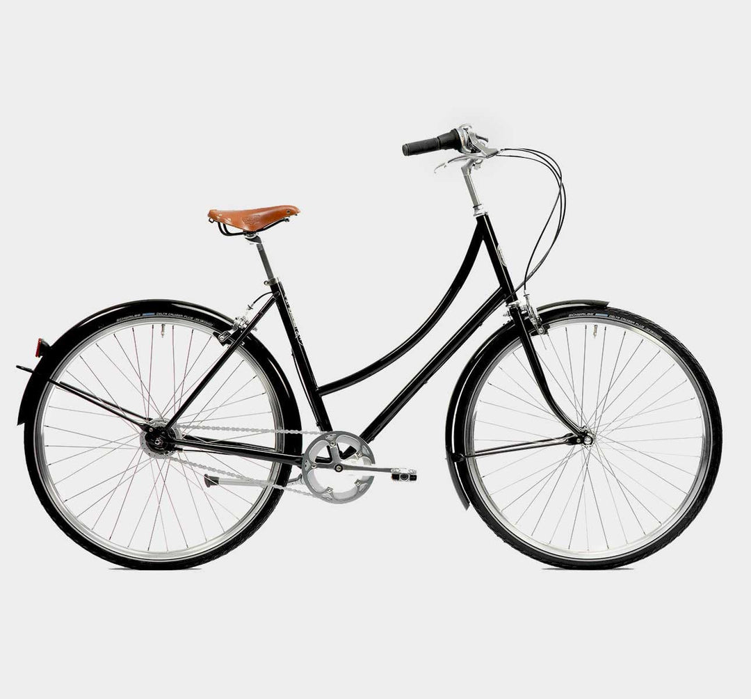 Pelago Brooklyn 3 Speed Step Thru Vintage City Bike for Winter - Black (6617504645171)
