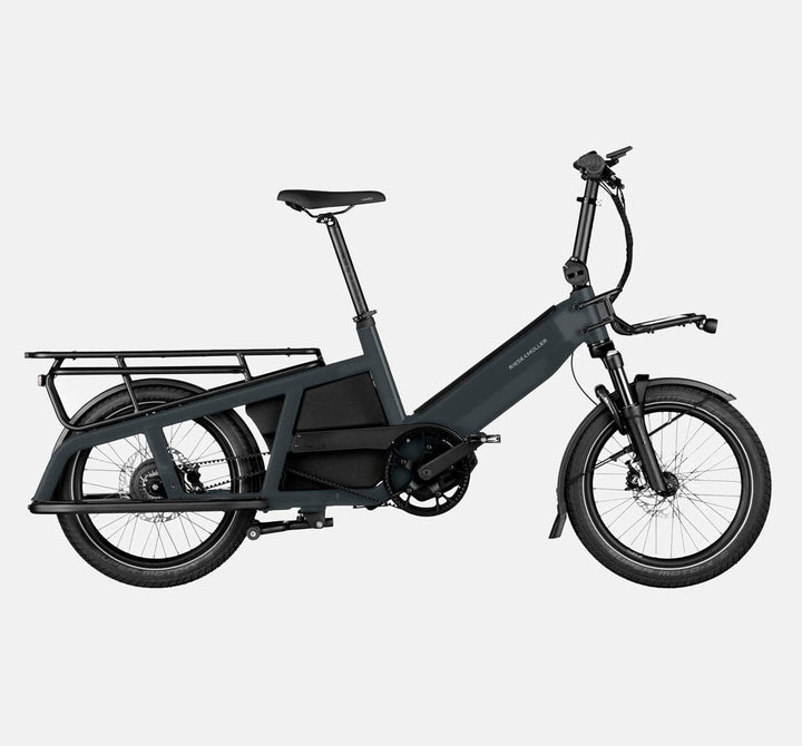 Riese & Muller Multitinker Compact Longtail Cargo Bike in Utility Grey and Black Matte