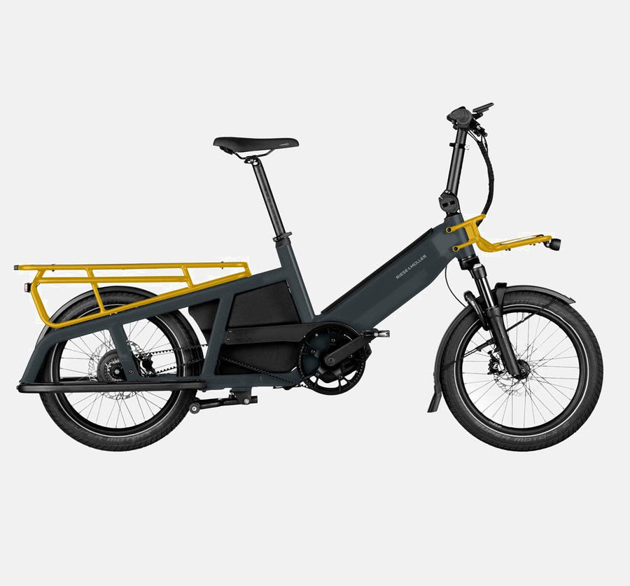 Riese & Muller Multitinker Compact Longtail Cargo Bike in Utility Grey and Curry Matte