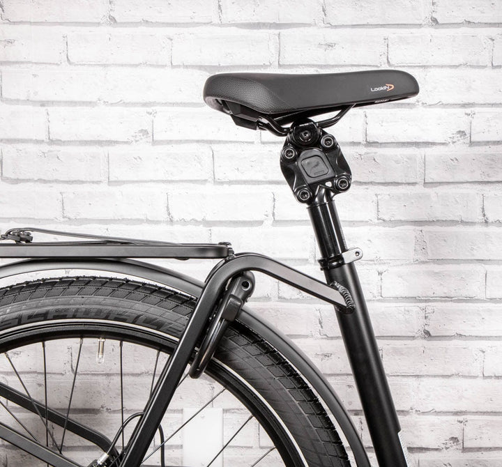 R&M Nevo3 GT Vario in Lunar Grey Metallic detail of saddle and seatpost