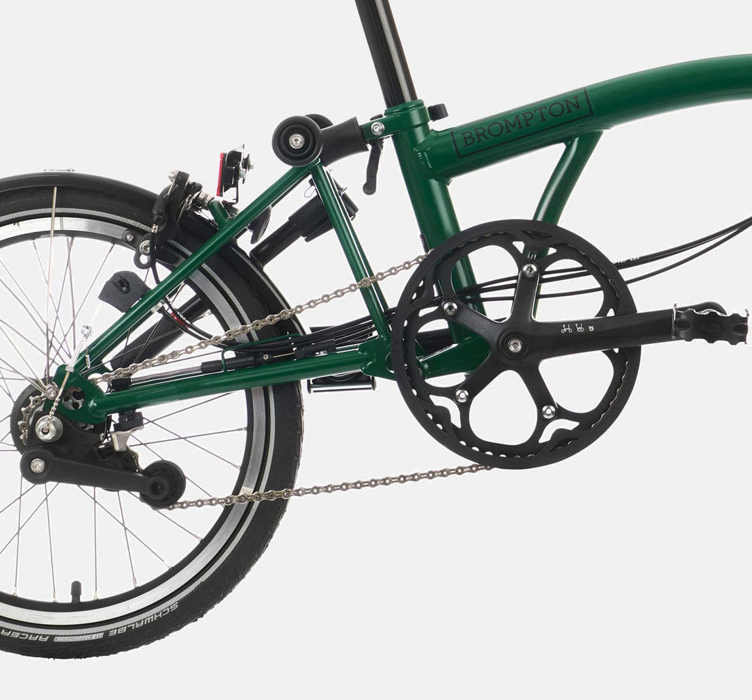 Brompton C Line Urban High Handlebar 2-speed folding bike in Racing Green - drivetrain