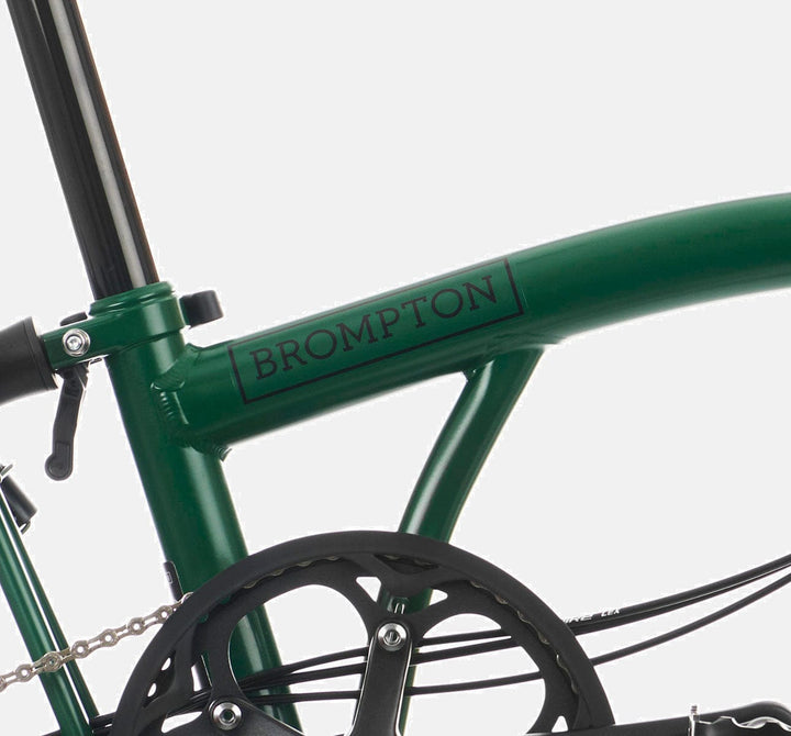 2023 Brompton C Line Explore Low Handlebar folding bike in Racing Green - steel frame
