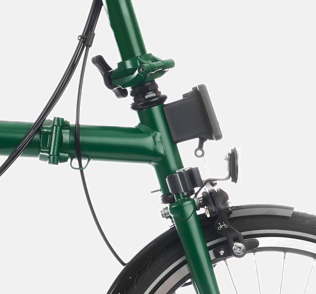 2023 Brompton C Line Explore Low Handlebar 6-speed folding bike in Racing Green - Front Carrier Block