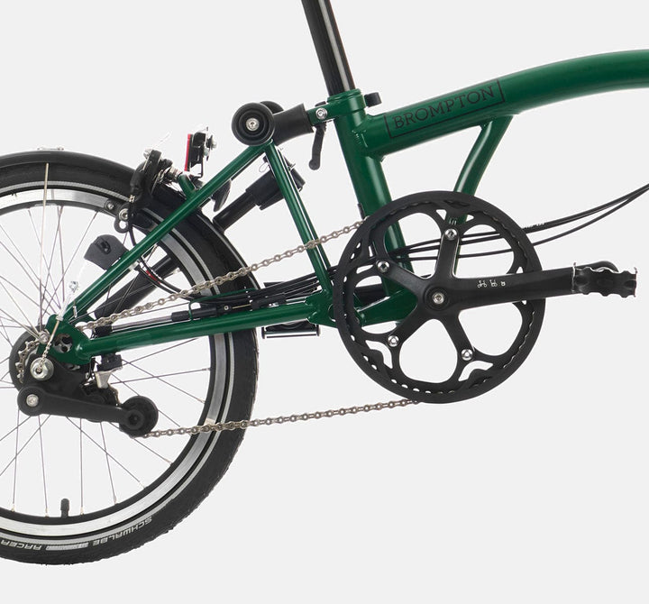 2023 Brompton C Line Explore Mid Handlebar 6 speed folding bike in Racing Green - Sturmey Archer hub