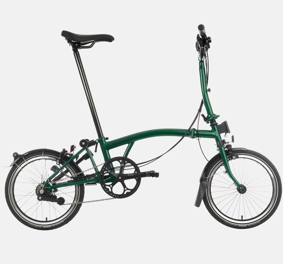 2023 Brompton C Line Explore Mid Handlebar 6 speed folding bike in Racing Green - profile