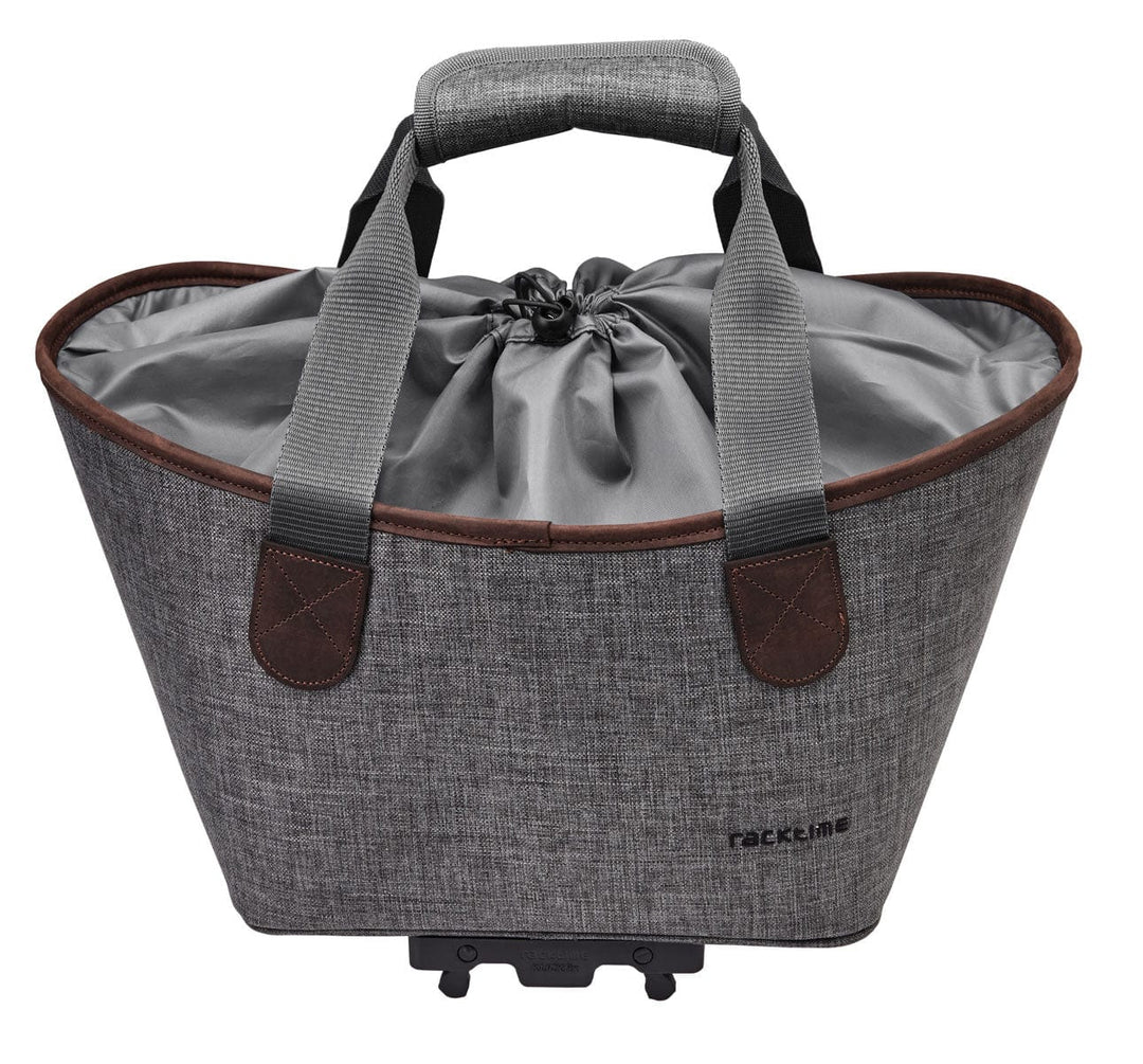Racktime Agentha Bicycle Pannier Tote in Dust Grey Shown Closed (1666258141235)