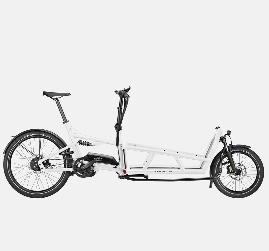 Riese & Muller Load 75 Vario Full Suspension E-Cargo Bike with Schwalbe Big Ben Plus Tires and Smartphone Hub Cockpit in White (4711091699763)