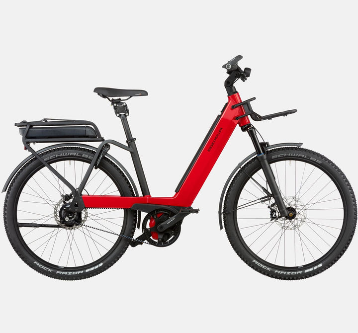 Riese & Muller Nevo3 Suspension E-Bike with Schwalbe Rock Razor Tires, Thudbuster Seatpost and DualBattery in Dynamic Red Metallic (GX Option) (4711863124019)