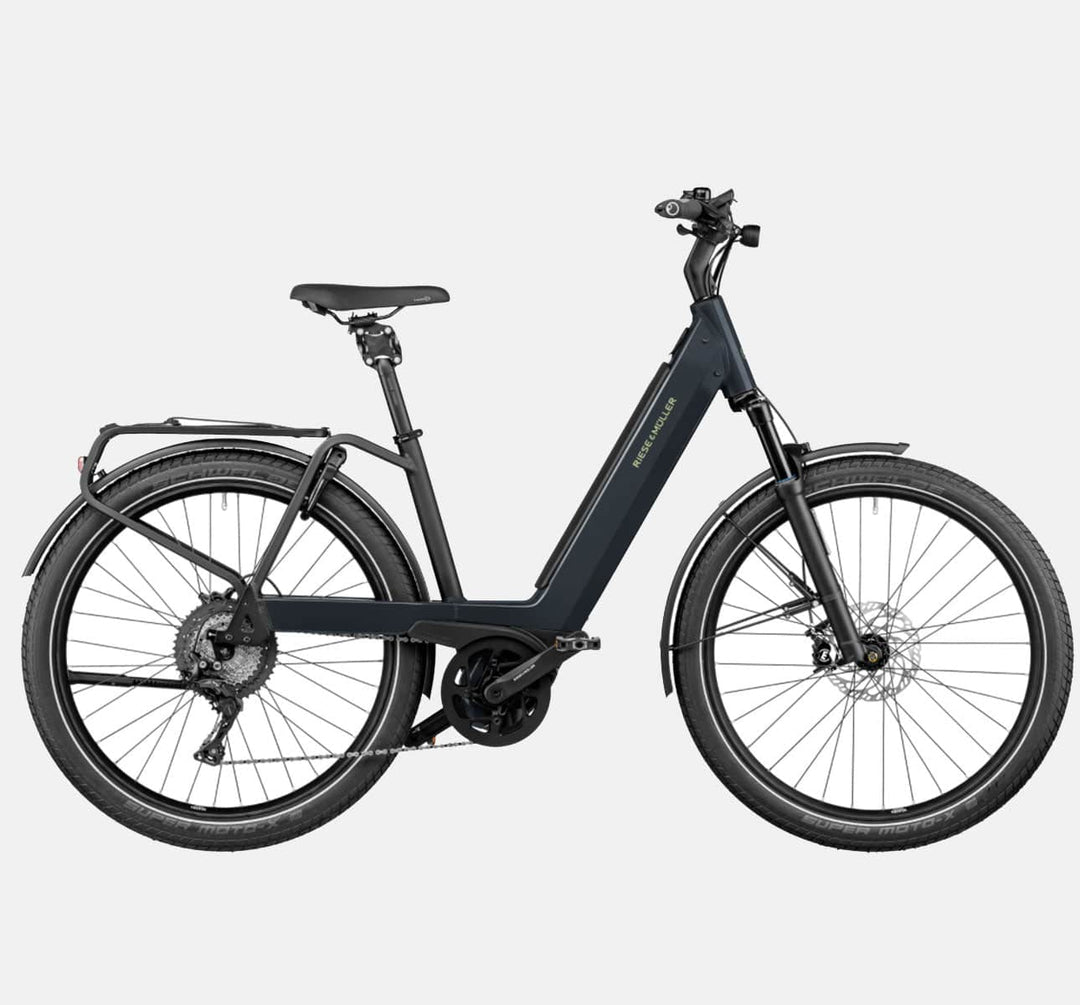 Riese & Muller Nevo3 GT Touring Suspension E-Bike with Schwalbe SuperMoto-X Tires and Thudbuster Seatpost in Lunar Grey Metallic (4711853359155)