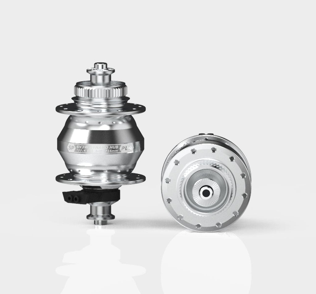 SP Dynamo PL-8 Hub in Silver for Bicycle Dynamo Light Systems (4697921093683)
