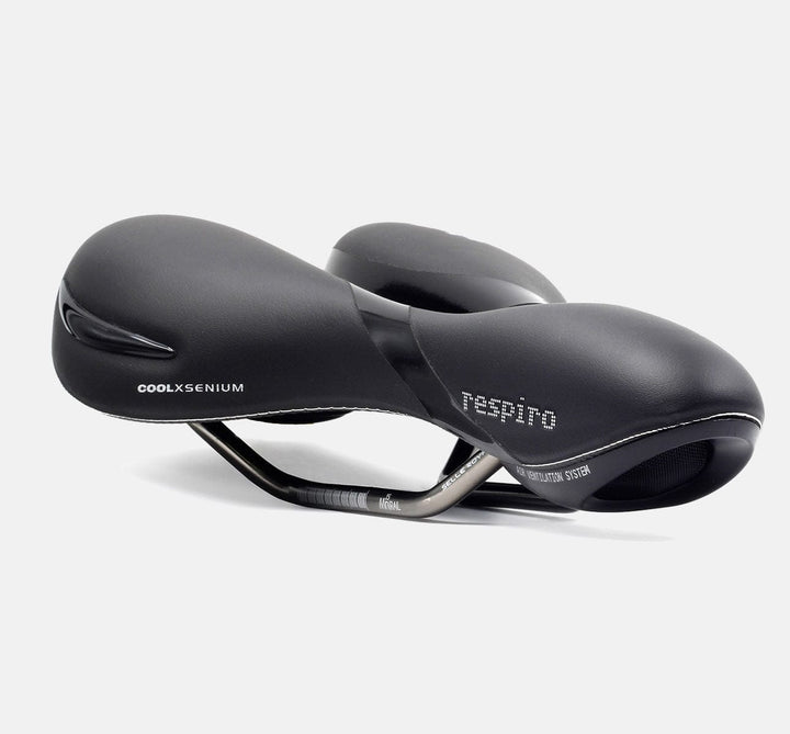 Selle Royal Respiro Athletic Saddle In Black - Showing Adjustable Rails And Side Profile (1670946455603)