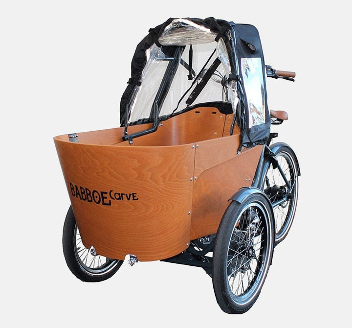 Babboe Carve Rain Tent Mounted On Cargo Bike - Open (1665375043635)