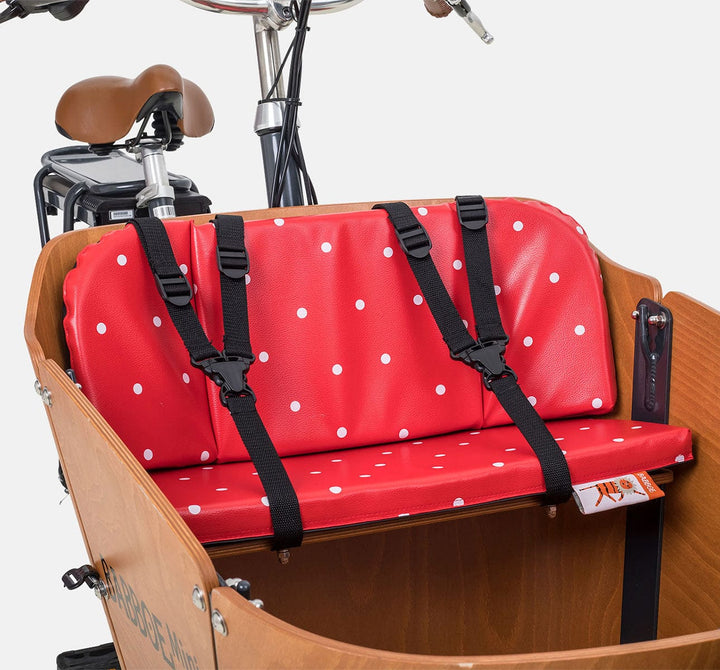 Babboe Cargo Bike Seat Cushion On Bench - Red With Dots (1683512623155)
